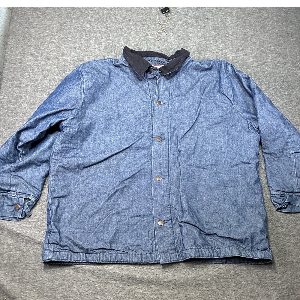 Vintage Bob Barker Jacket Size 2XL Denim Jean Lined Barn Work Chore Prison Yard